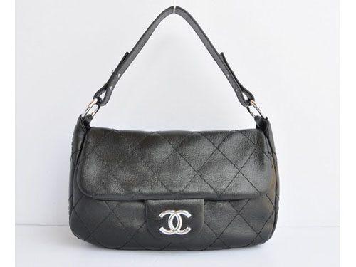 CHANEL シャネルスーパーコピー ショルダーバッグ ブラック カーフスキン 48015