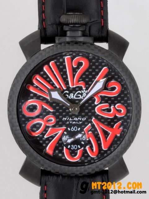 ガガ ミラノ マニュアル48mm 手巻き 500本限定 5016.8 ブラック皮 ブラックカーボン