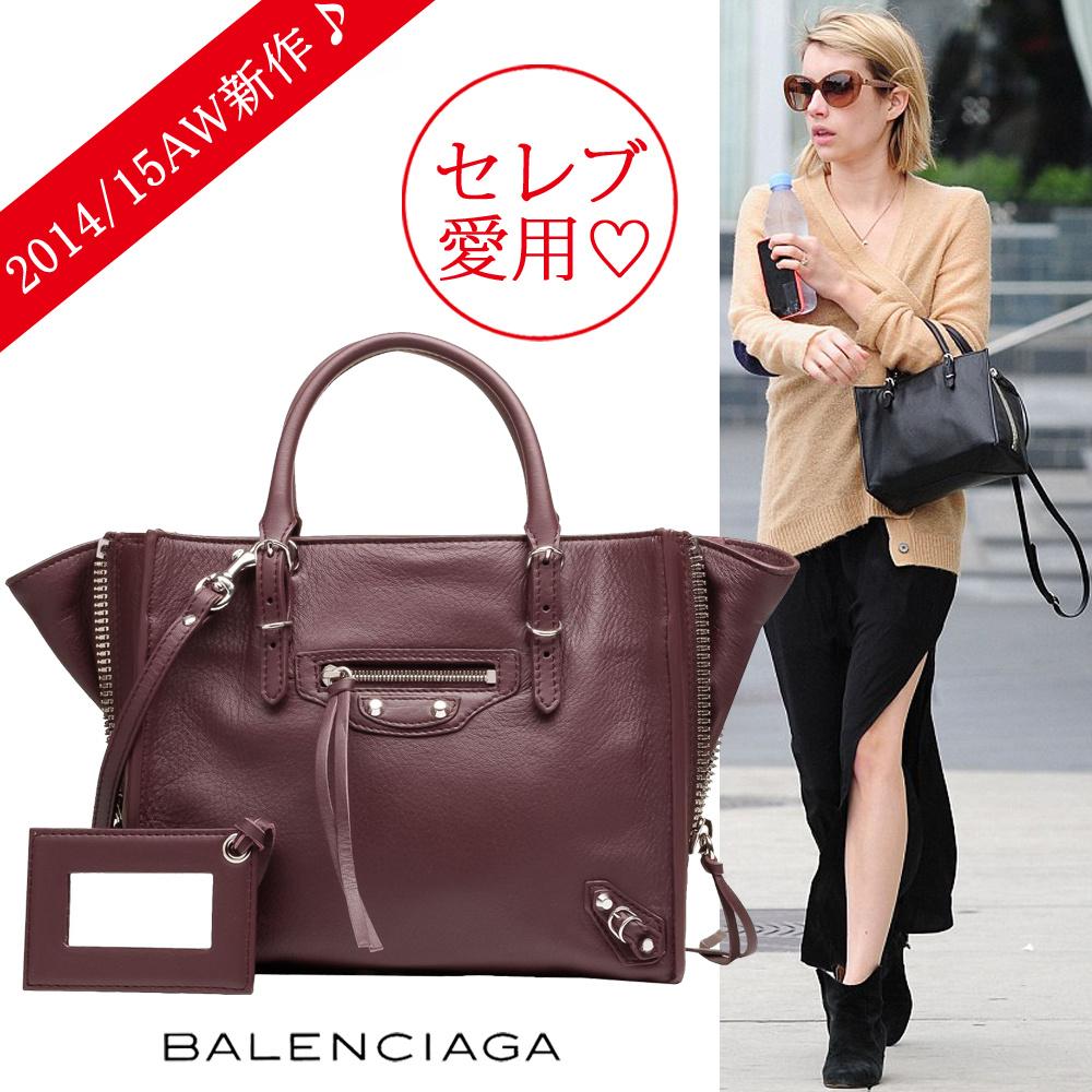 2015秋色新作★BALENCIAGA（バレンシアガ コピー）Mini Papier A4トートバッグ,Rouge Aubergine