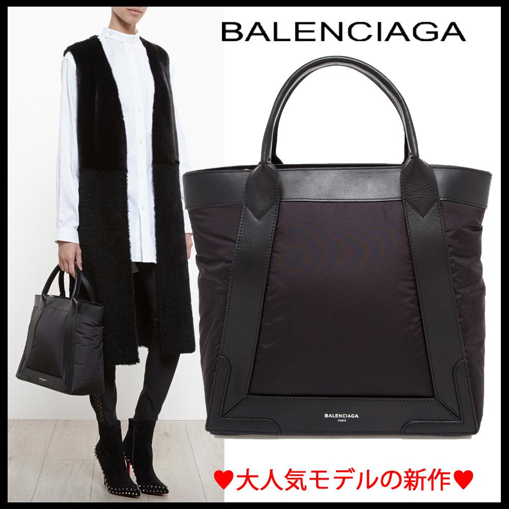 BALENCIAGAバレンシアガ コピー■セレブ愛用!!Nylon and Leather Cabas 1点