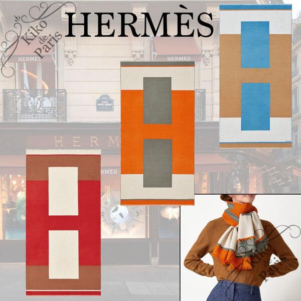 Hermes H Passant カシミヤ シルク ストール    201020C13