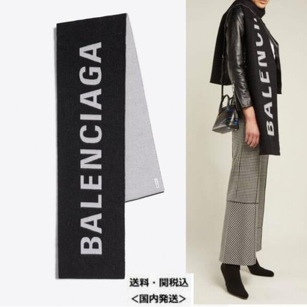 即発【BALENCIAGA】ジャカード ロゴ マフラー 512732420B01077